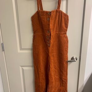Burnt orange corduroy jumpsuit